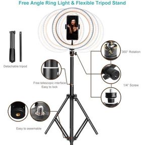 10 Inch Ring Light with 210 Cm Tripod Selfie Ring Light For Live/Makeup