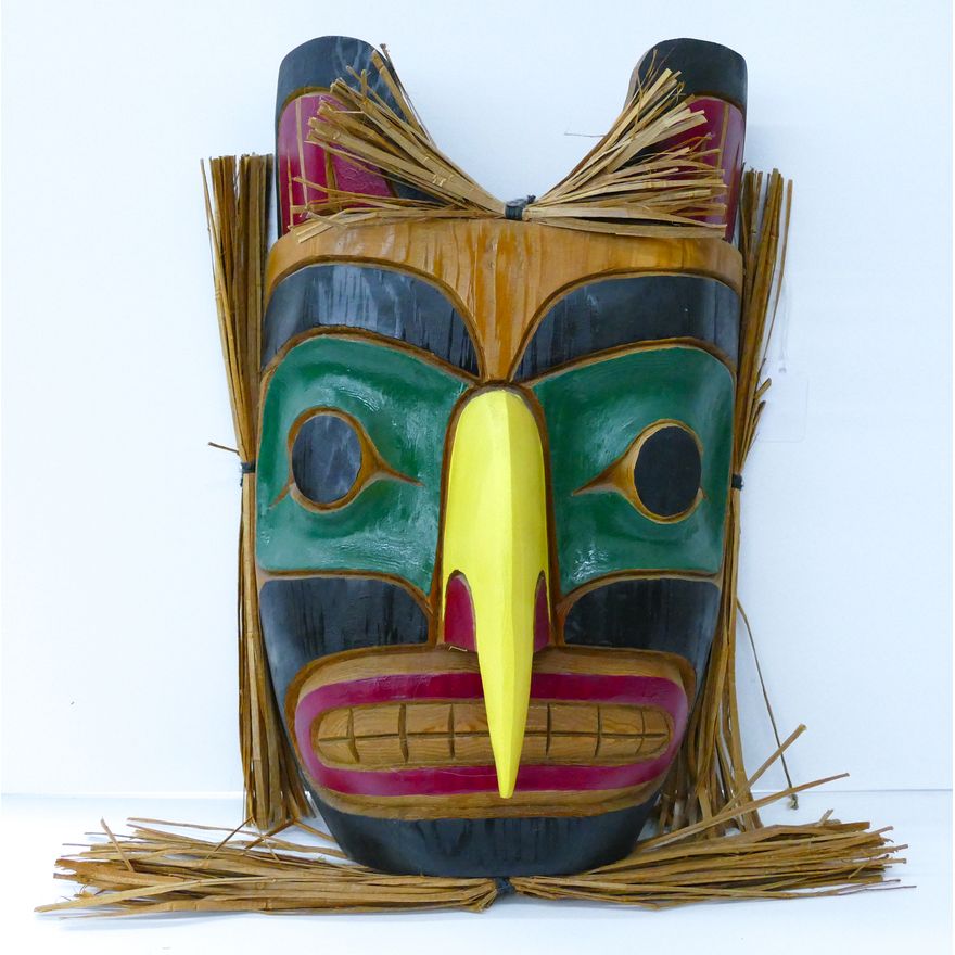 Kurtis Antone (Squamish) ''Hawk Man'' Cedar Mask 16''x10''