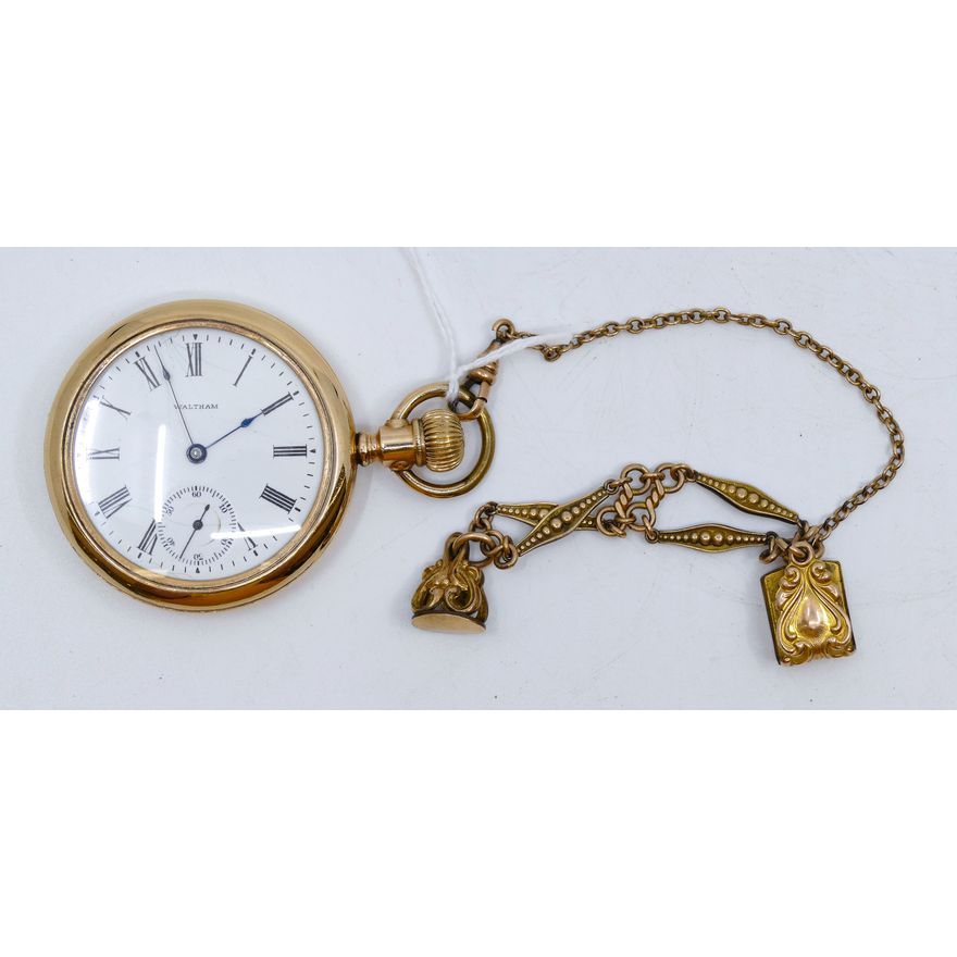 Antique Waltham Pocket Watch with Chain 52mm Case
