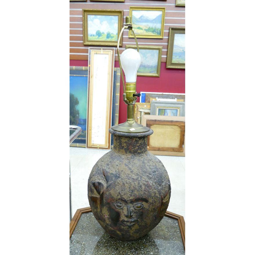Mid Century Ceramic Sun Vessel Lamp 30''