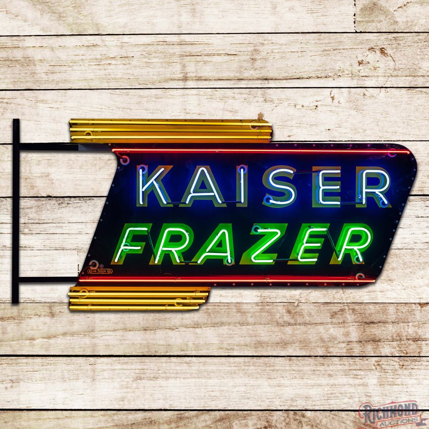 Kaiser Sign Inox Kaiser Frazer 6' Die Cut Double Sided Porcelain Factory Neon Sign ...