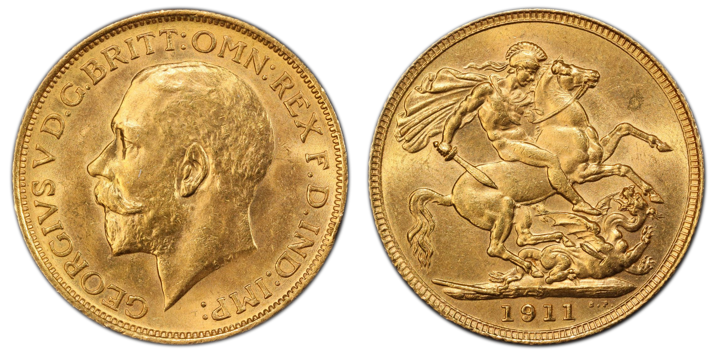 George V, Sovereign, 1911-S, PCGS MS64