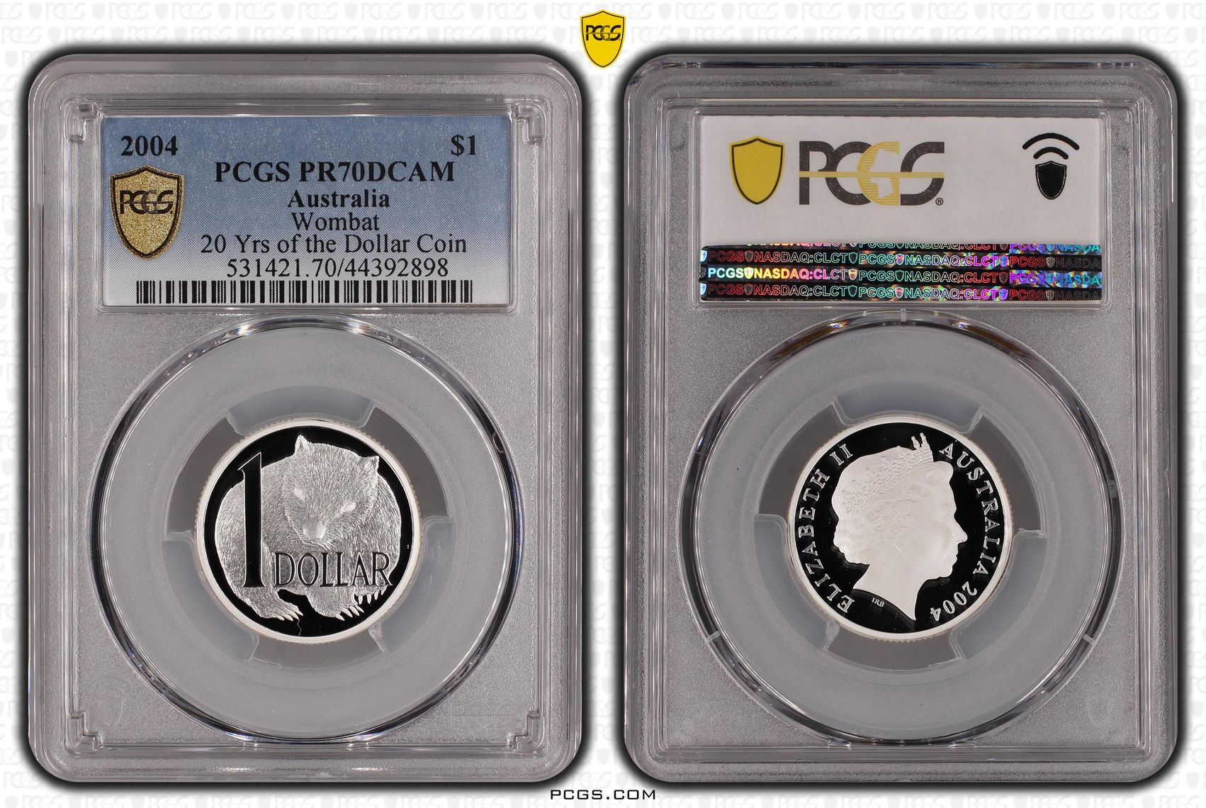 2004 Australia One Dollar, $1 Silver Proof Wombat PCGS - PR70DCAM POP 24/0 -898