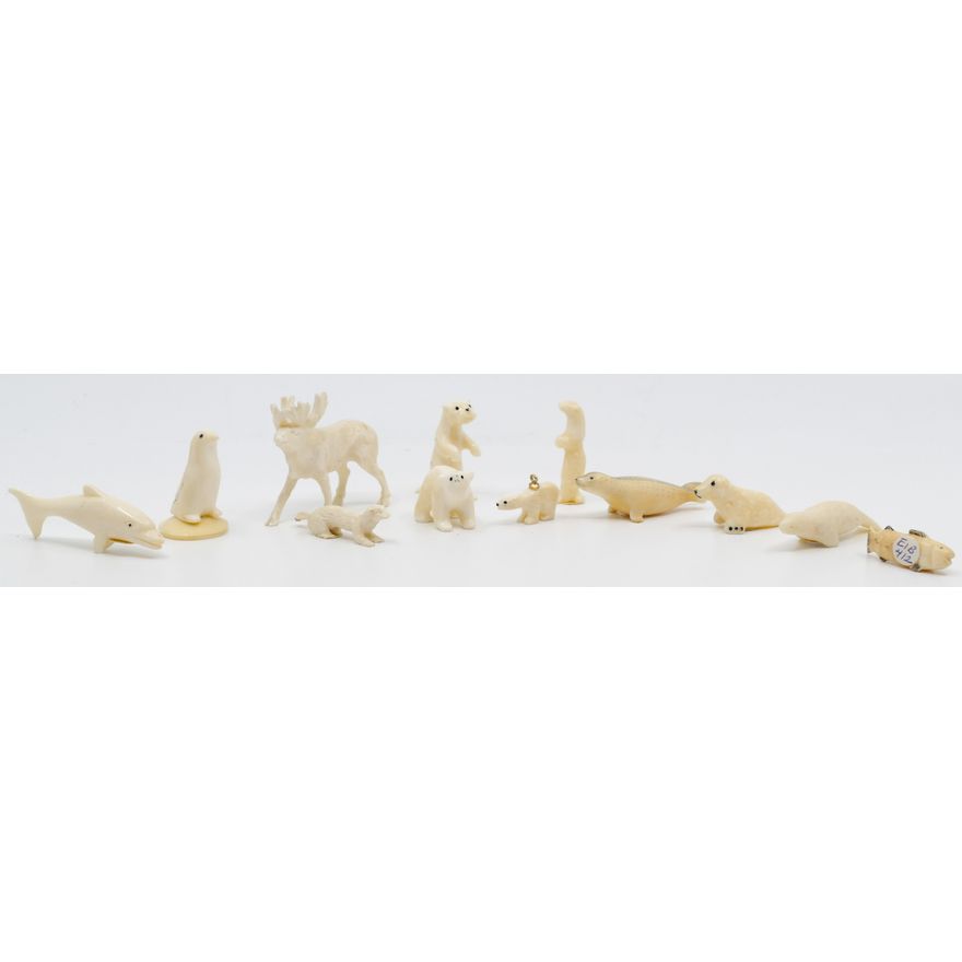 12pc Miniature Inuit Animal Carvings. Largest 1.5''