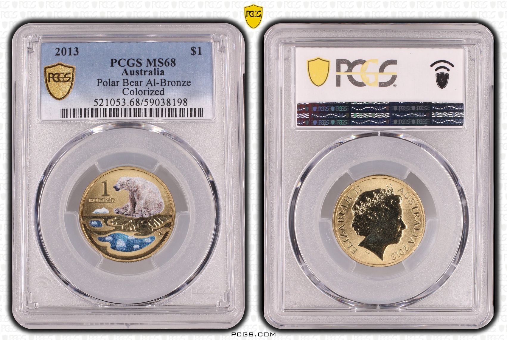 Polar Bear Al-Bronze, One Dollar, 2013, PCGS MS68