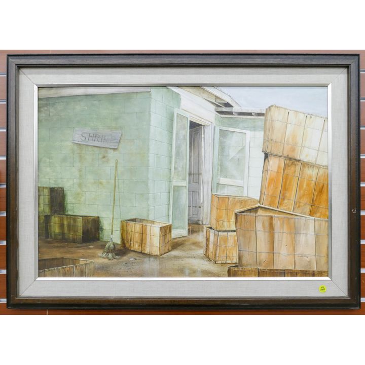 Douglas Greer 'Shrimp House' Oil Painting Framed- 26x36''