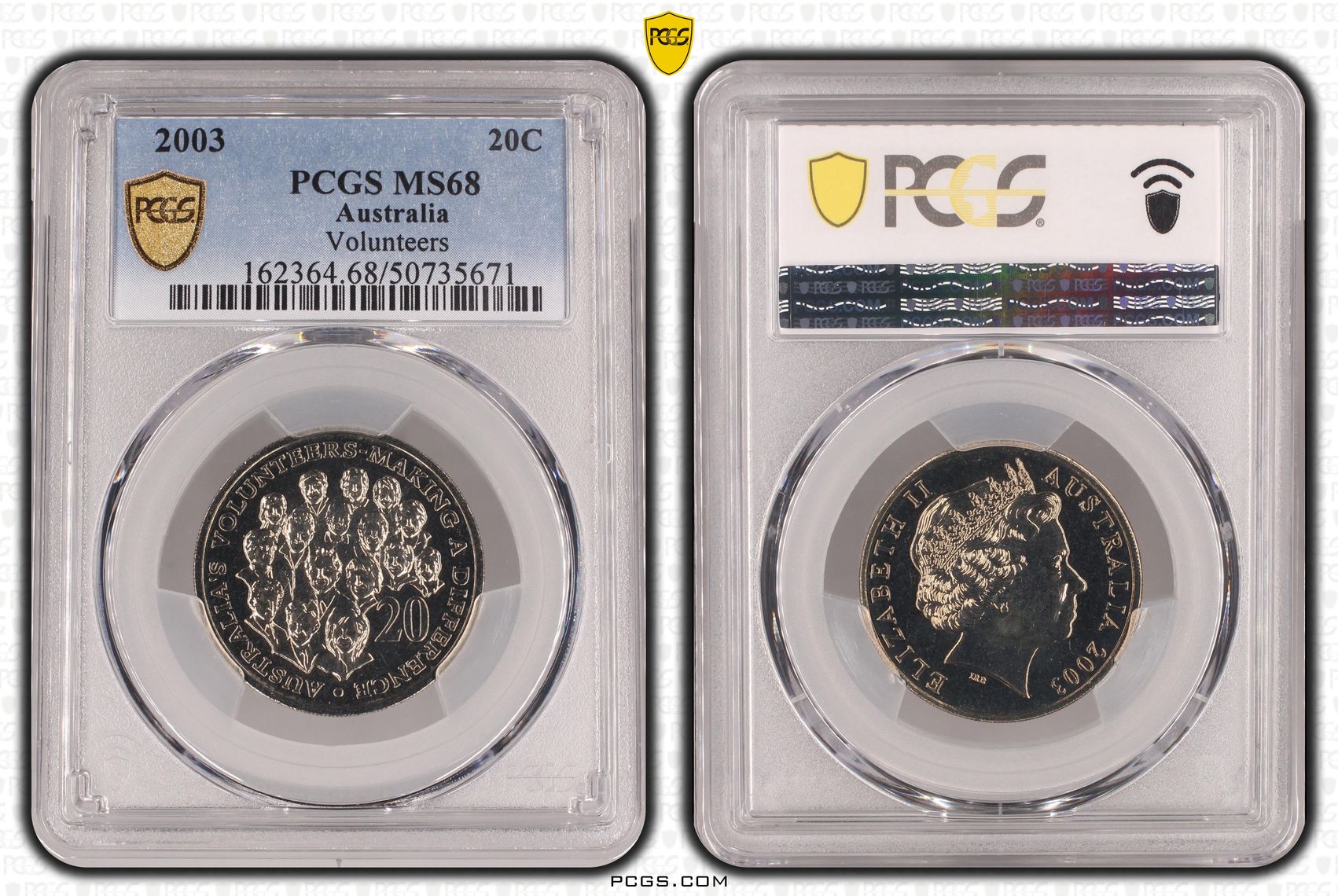 Volunteers , Twenty Cent, 2003, PCGS MS68