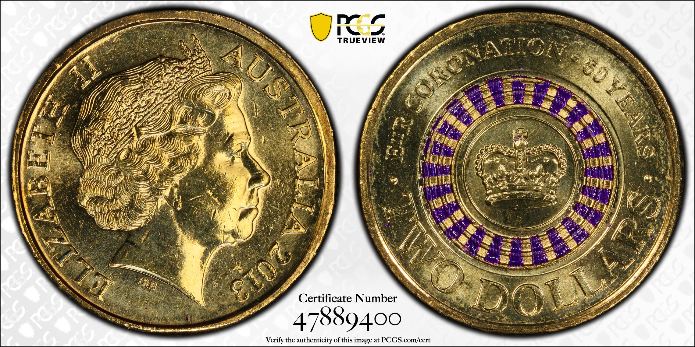Coronation Colorized, Two Dollar, 2013, PCGS MS64