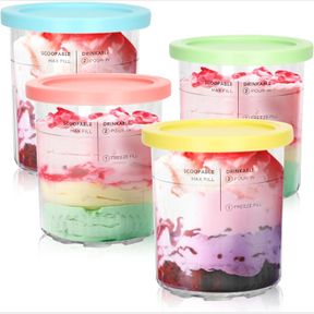 FOR NINJA CREAMI DELUXE PINTS- 4 PACK, NC500 NC501 ICE CREAM PINT FIT FOR NINJA DELUX ICE CREAM MAKER, FOR NINJA CREAMI DELUXE CON