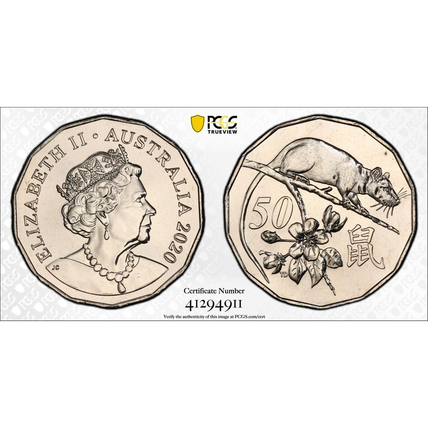 Elizabeth II, Year of the Rat, Fifty Cent, 2020, PCGS MS67