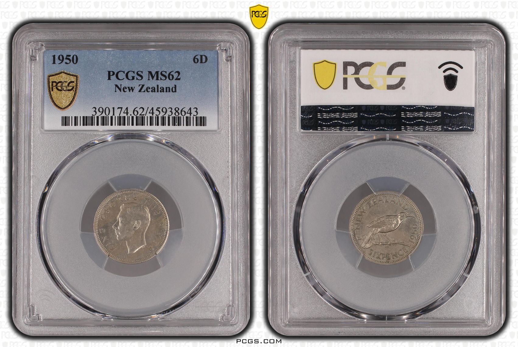 1950 New Zealand Sixpence PCGS - MS62 -643