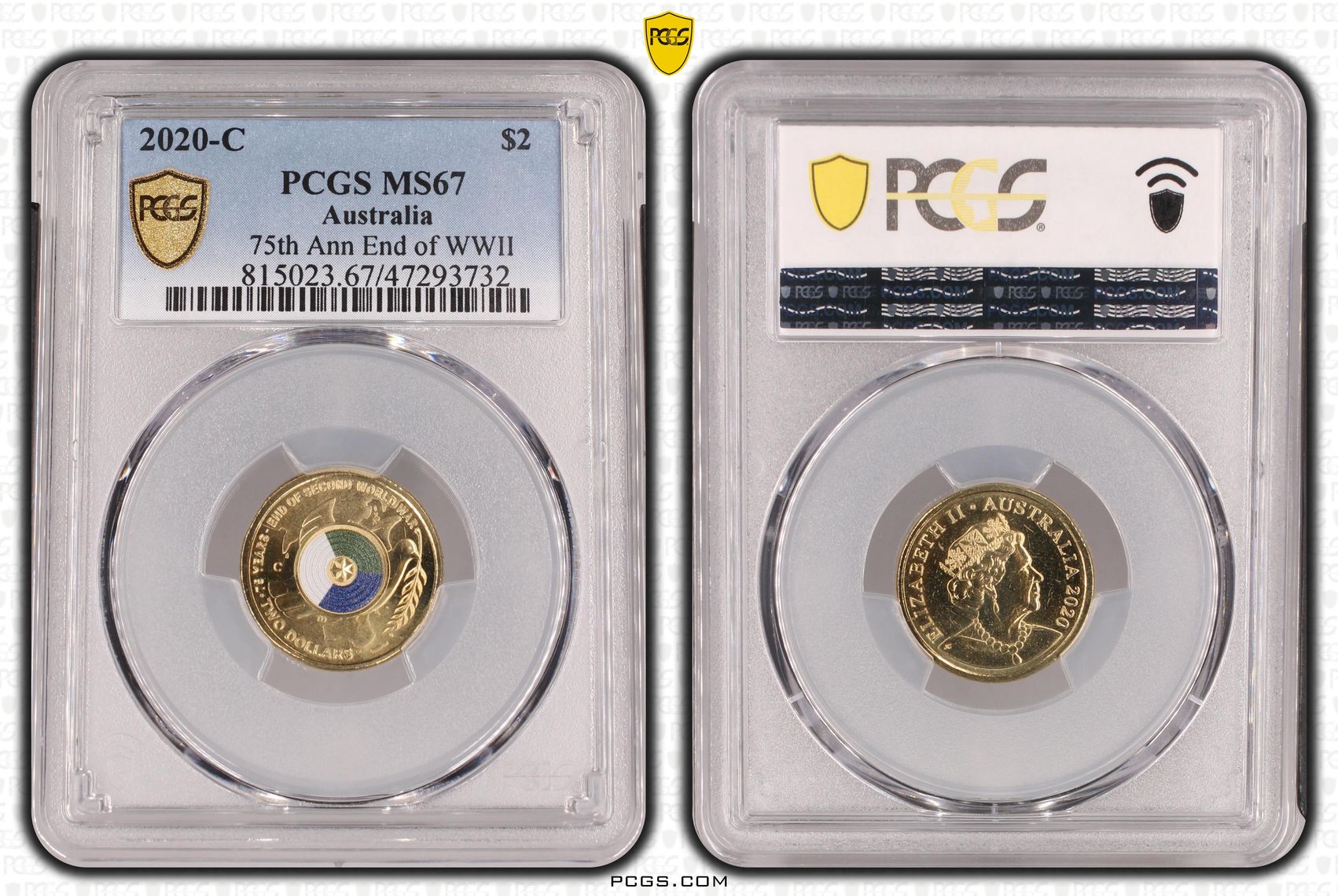 Elizabeth II, 75th Ann End of WWII, Two Dollar, 2020-C, PCGS MS67