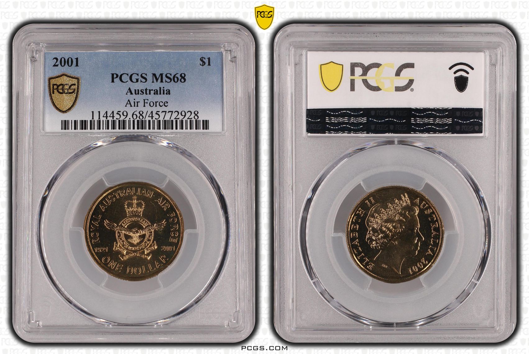 Elizabeth II, Air Force, One Dollar, 2001, PCGS MS 68