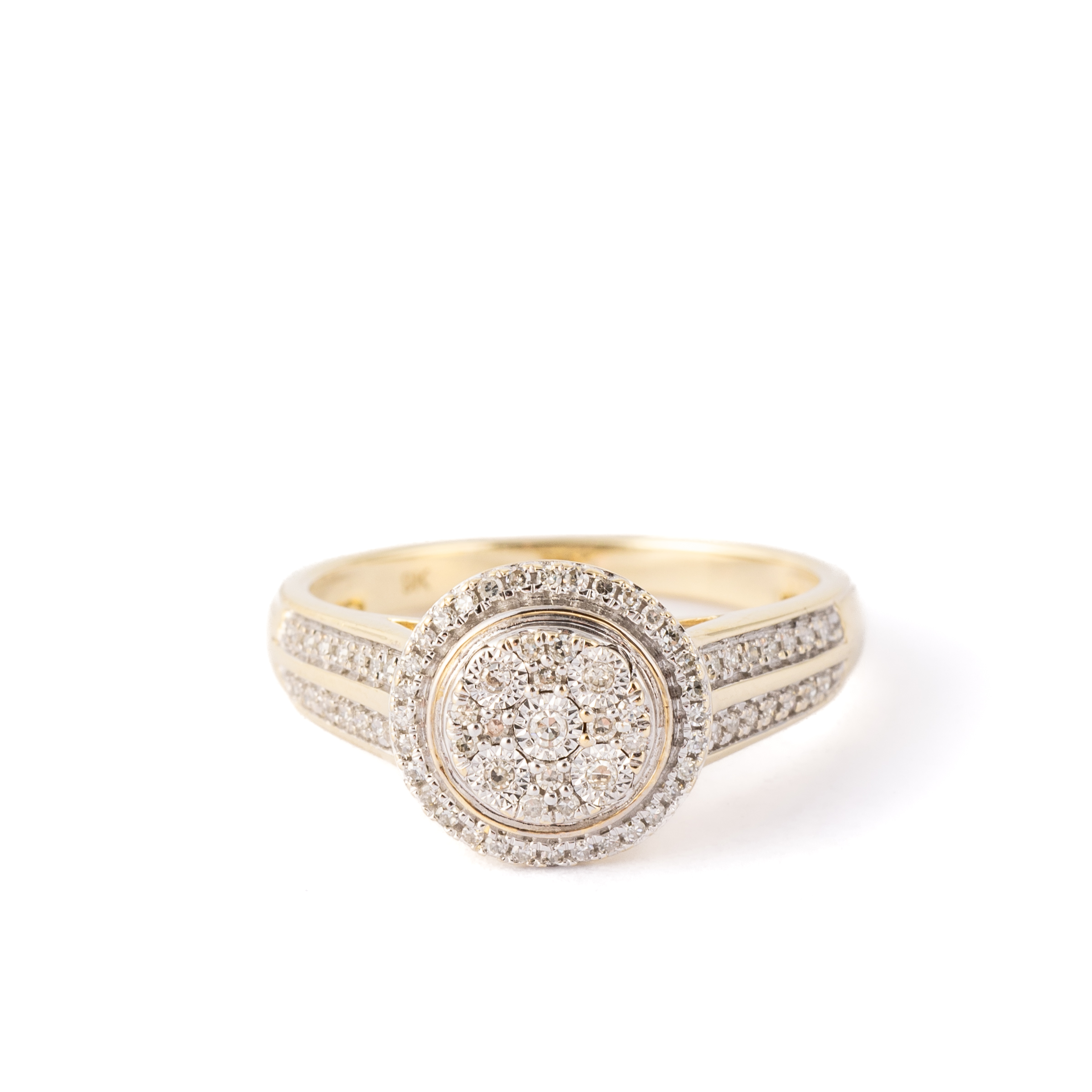 58 · Diamond Cluster 9ct Gold Ring