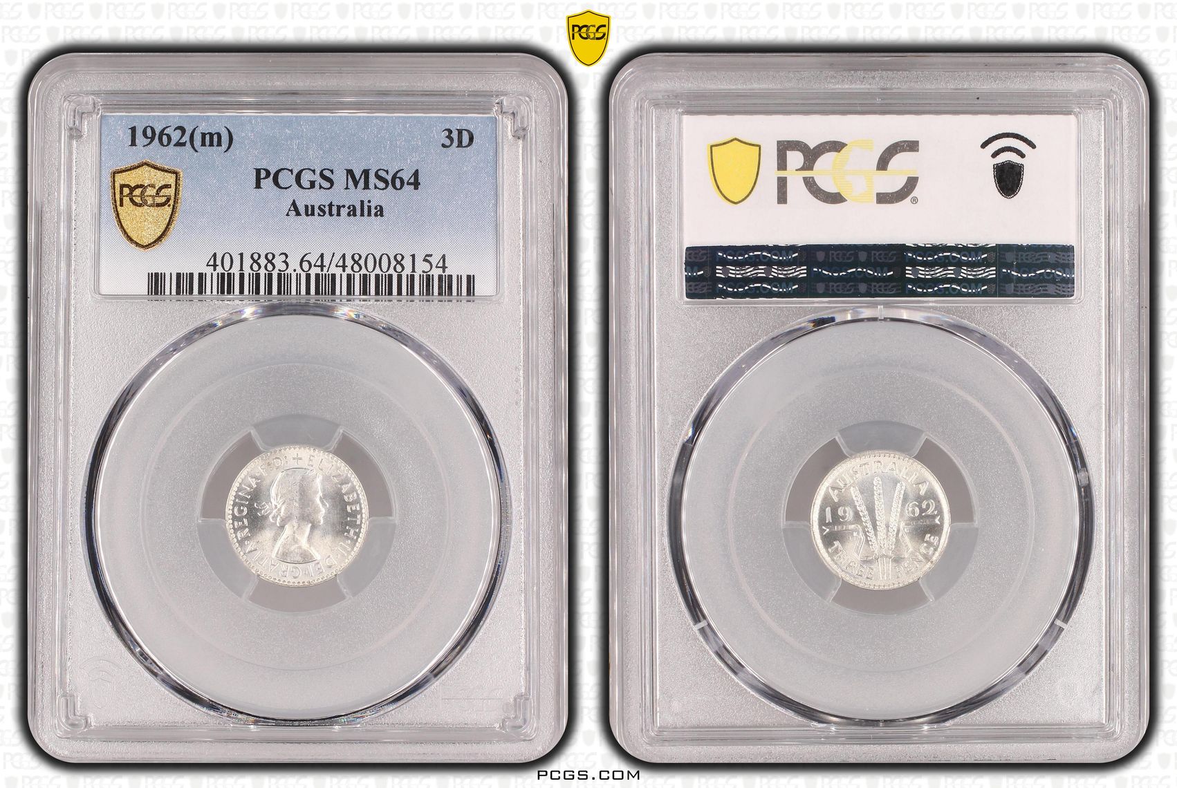 Elizabeth II, Threepence, 1962(m), PCGS MS64