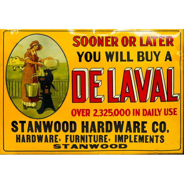 De Laval Cream Separator Tin Litho Sign