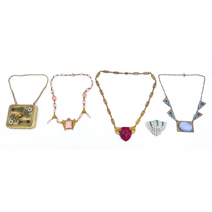 5pc Art Deco Costume Jewelry Necklaces etc.