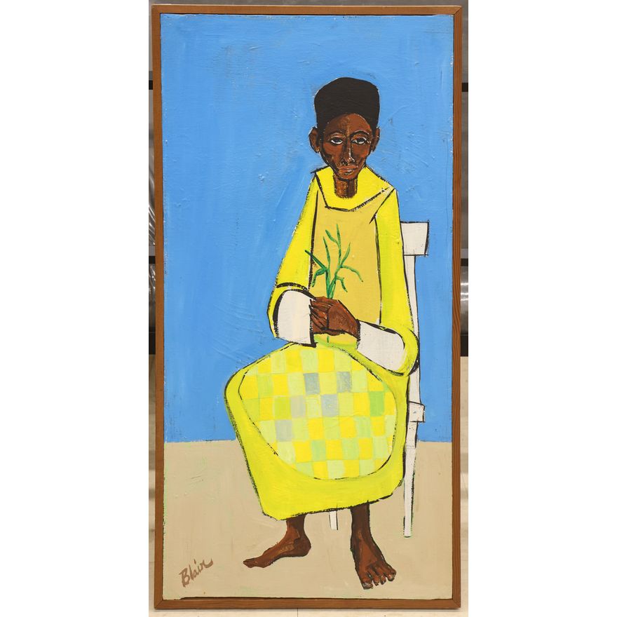 Carl Blair (KS) ''Seated Figure'' Oil on Canvas Framed 36''x18''