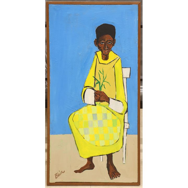 Carl Blair (KS) ''Seated Figure'' Oil on Canvas Framed 36''x18''