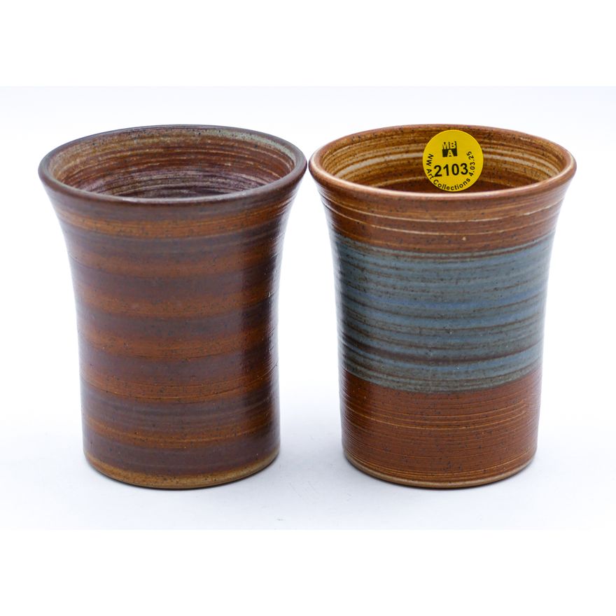 2pc Louis Mideke Pottery Tumblers 3.75''