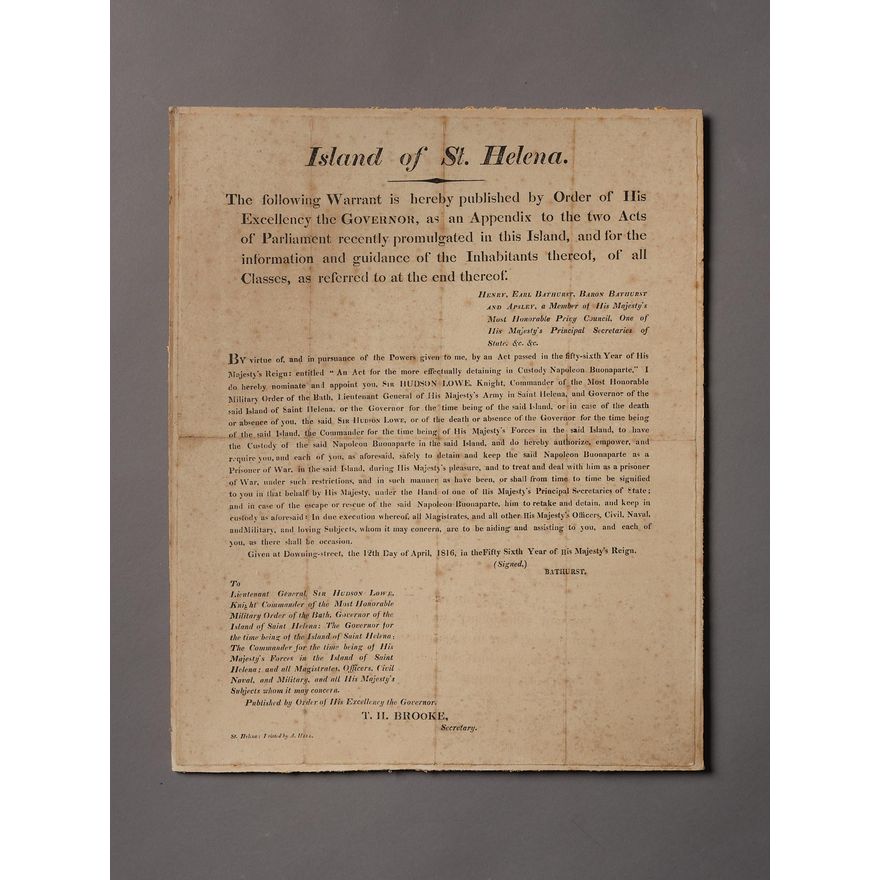 BATHURST WARRANT- ISLAND OF ST HELENA