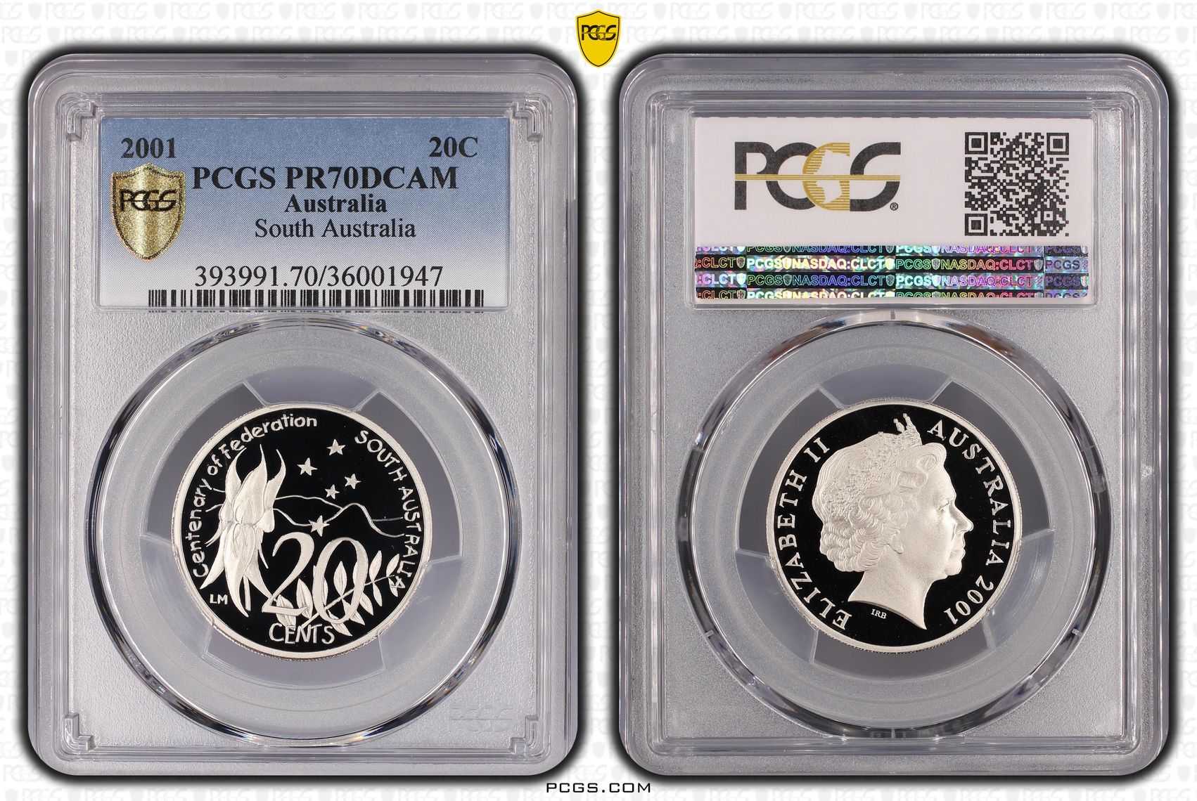 South Australia, Twenty Cent, 2001, PCGS PR70DCAM