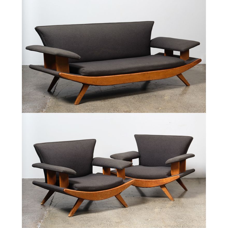 Mid Century New Zealand “Banana” three-piece lounge suite