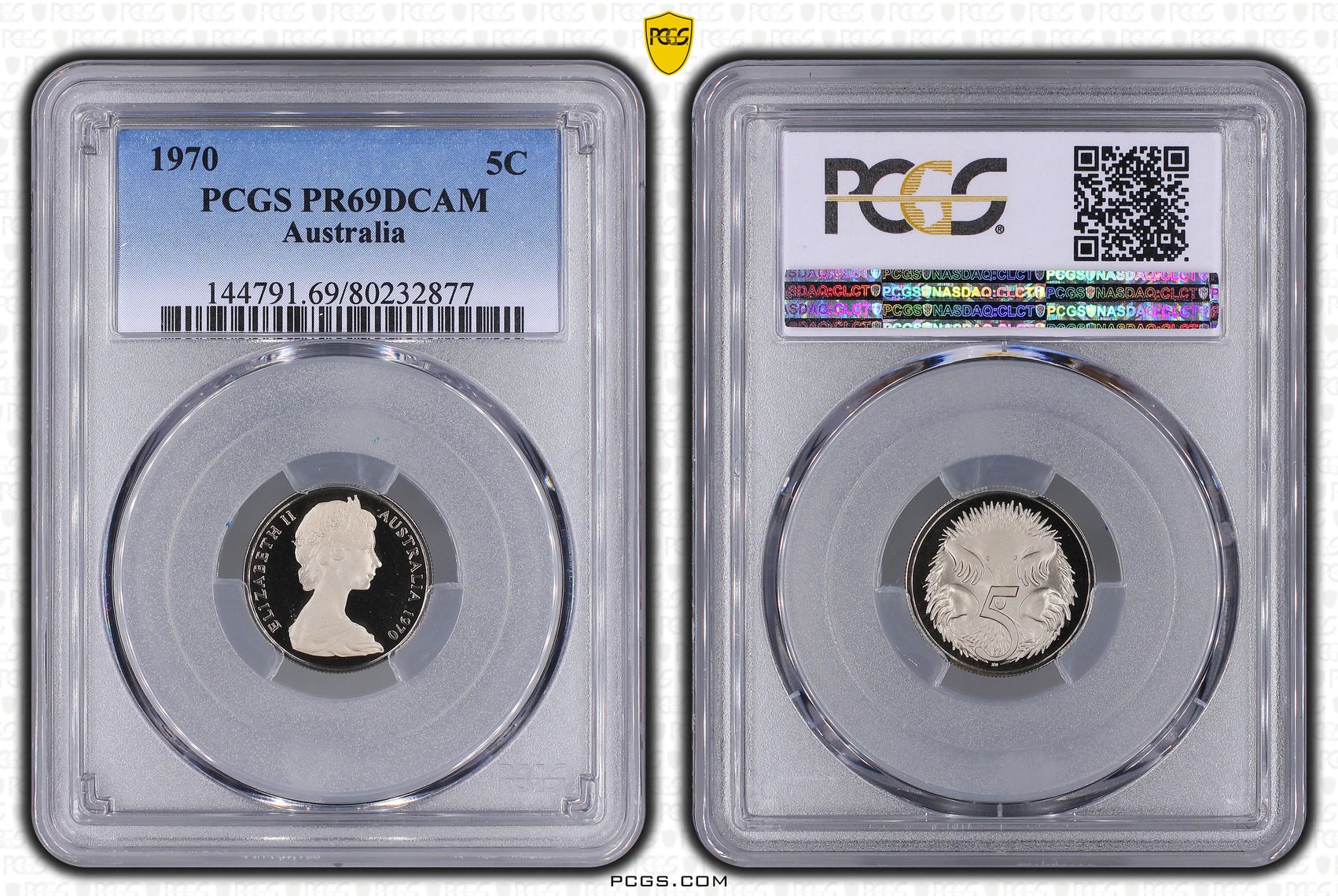 Elizabeth II, Five Cent, 1970, PCGS PR69DCAM