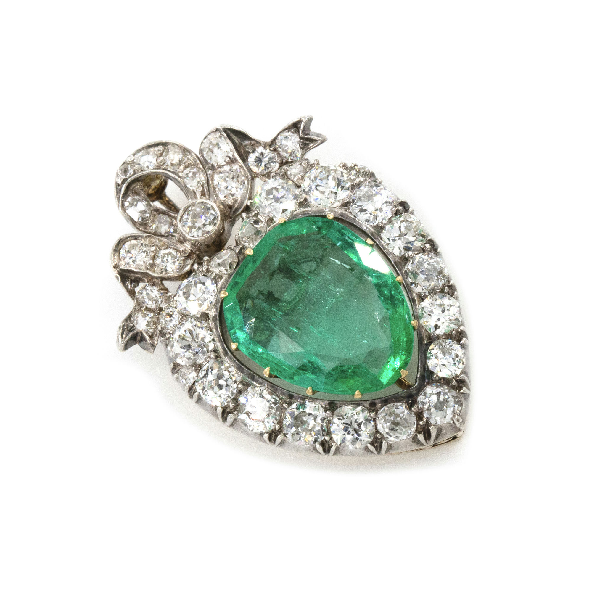 3.8ct Emerald & 2.72ct Diamond Heart Pendant ,
