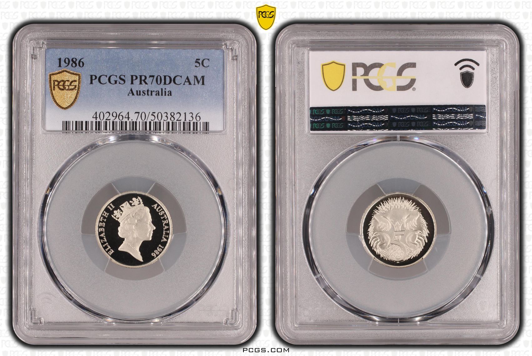 Pop 8/0, Five Cent, 1986, Pcgs Pr70dcam