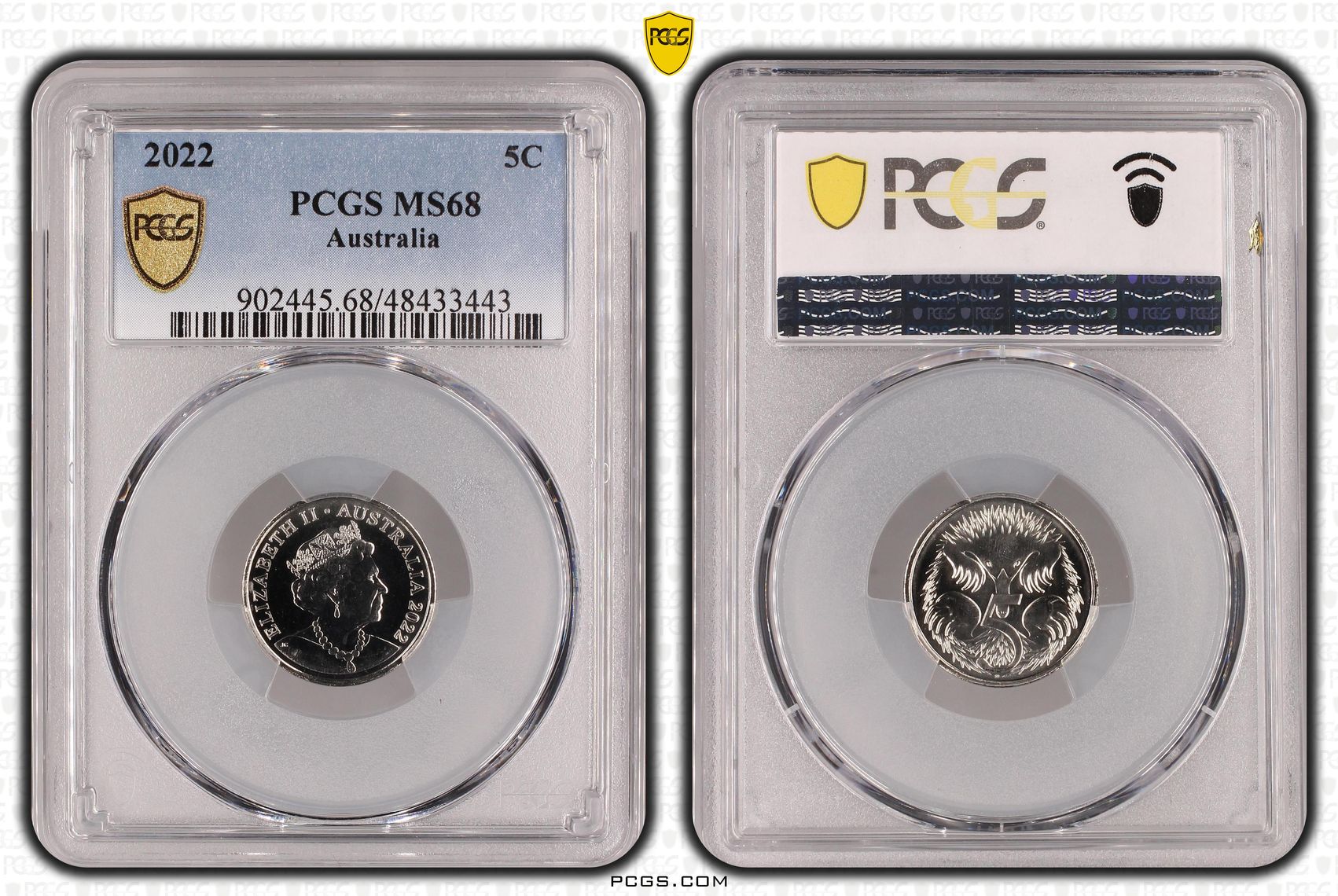 Elizabeth II, Five Cent, 2022, PCGS MS68