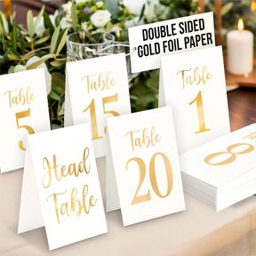 WEDDING TABLE NUMBERS - GOLD TABLE NUMBERS FOR WEDDING RECEPTION - TABLE NUMBER CARDS - TABLE WEDDING NUMBER CARDS