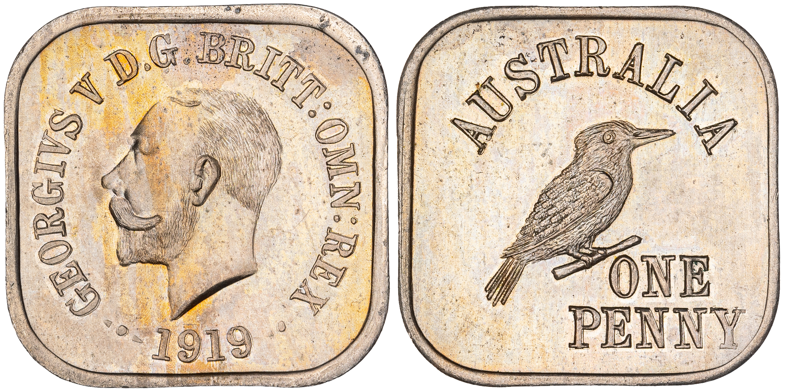 George V, Melbourne Mint Pattern - Type 6, Square Penny, 1919, FDC