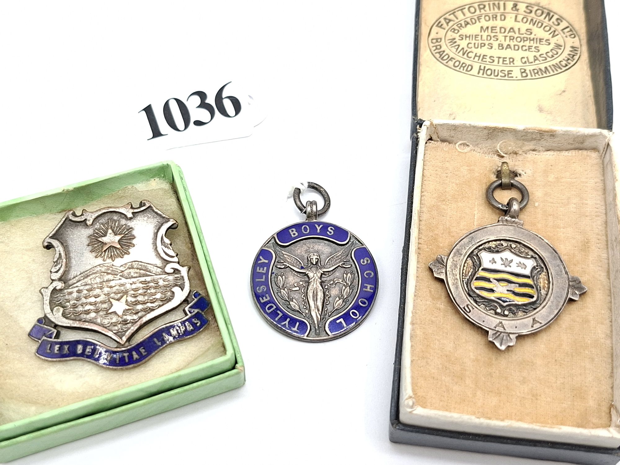 Three Vintage Fob Medals In Box