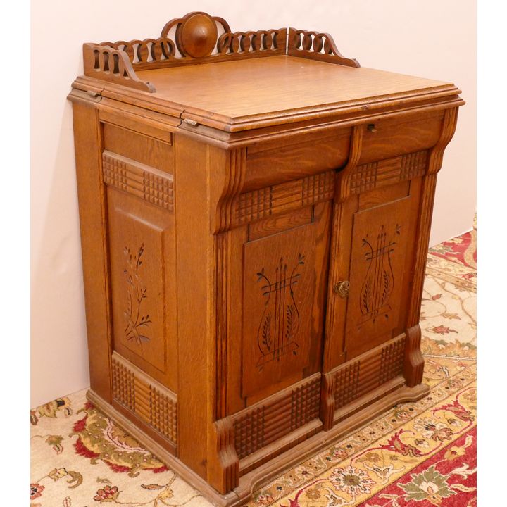 Antique Damascus Oak Case Sewing Machine- 30x26x20''