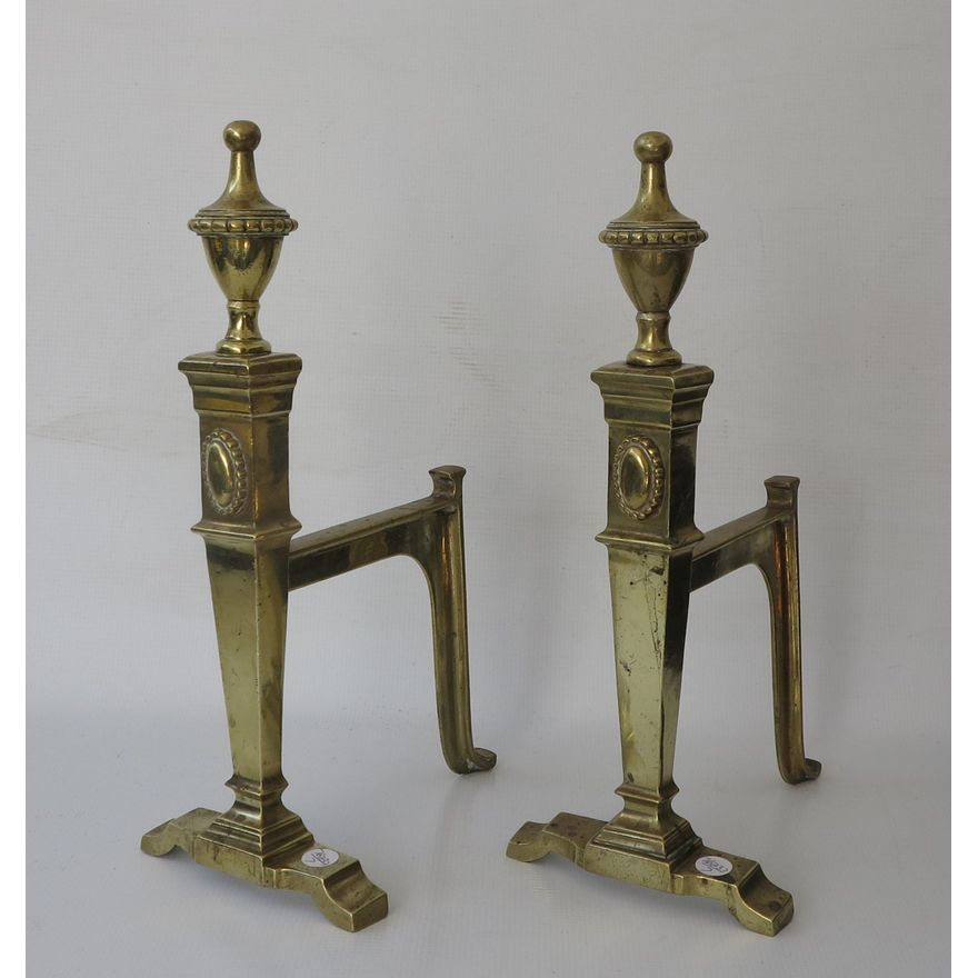 PAIR OF BRASS ANDIRONS