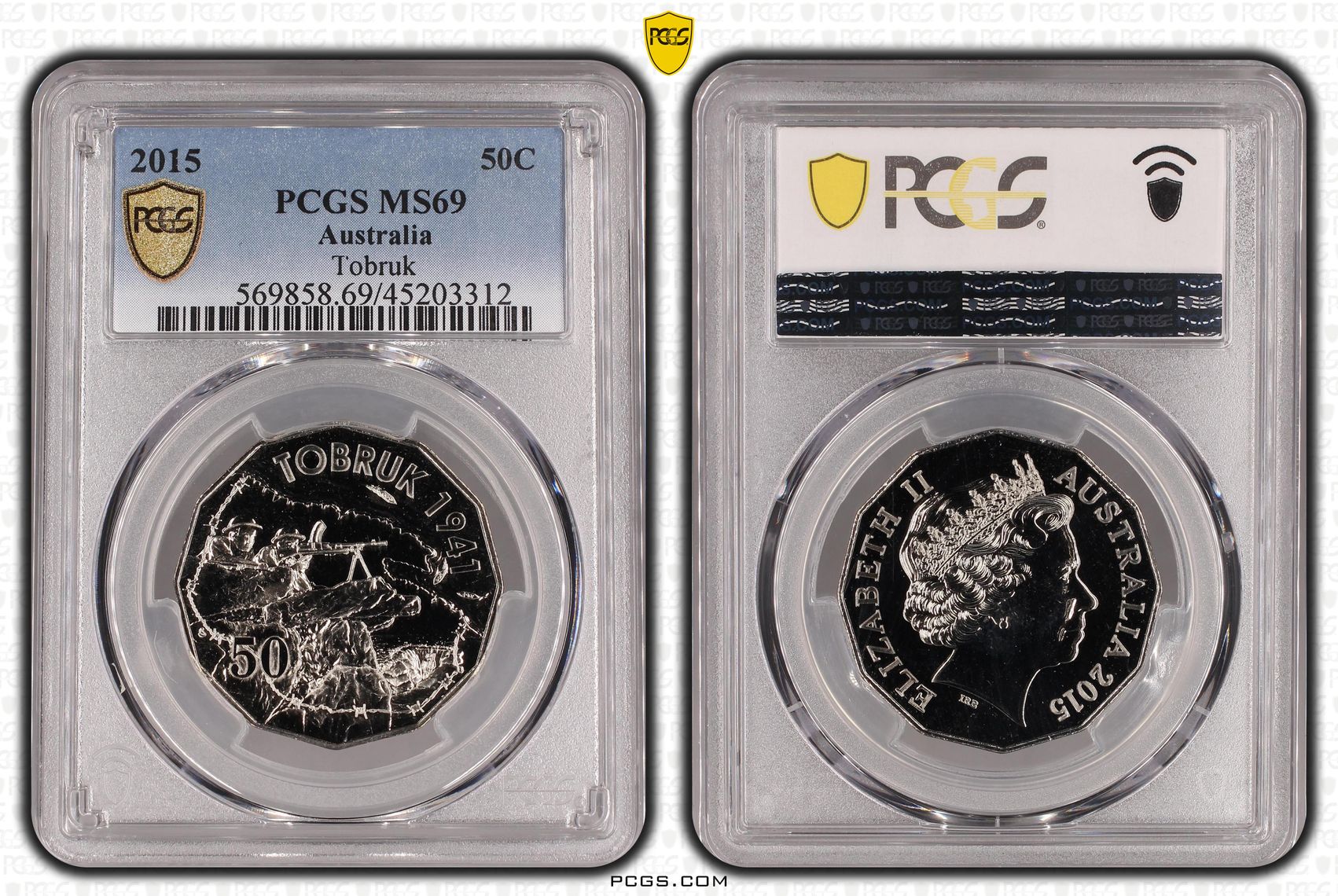 2015 Australia Fifty Cent, 50c Tobruk PCGS - MS69 POP 16/0 -312