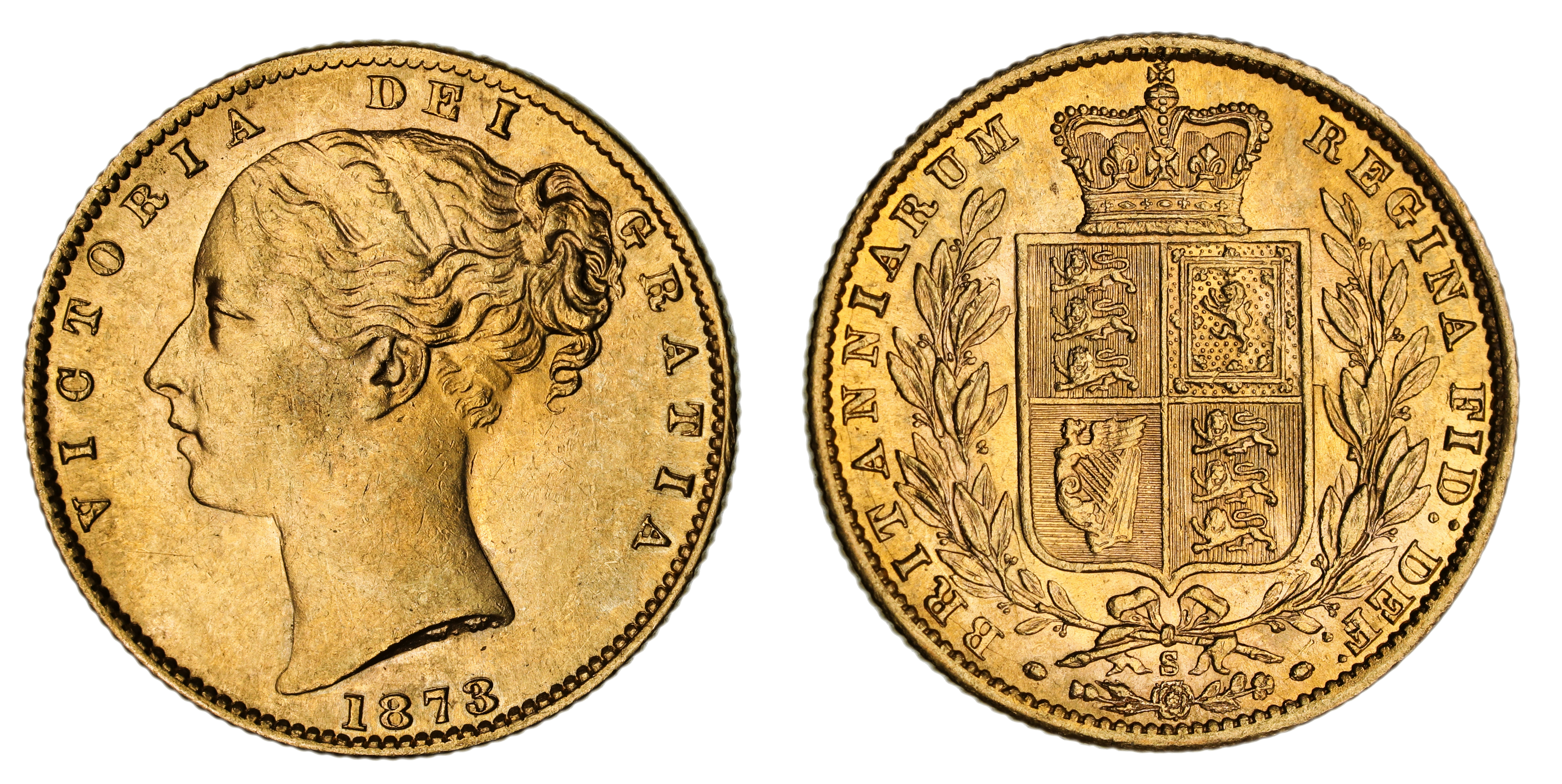 Victoria, Shield Reverse - Sydney Mint - Young, Sovereign, 1873, aUNC