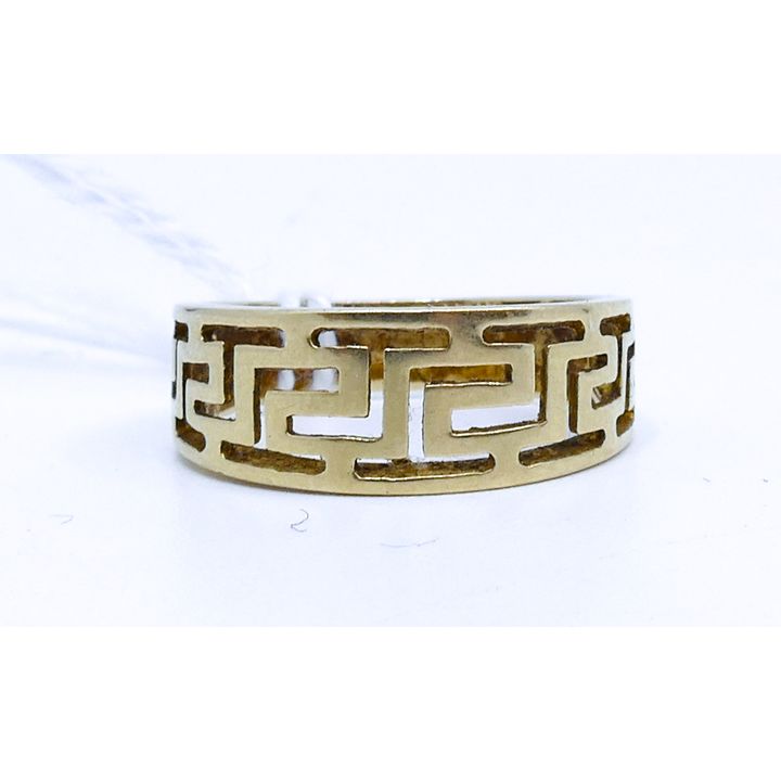 Vintage 14k Greek Key Pierced Ring Size 7.5 - 3.5 Grams