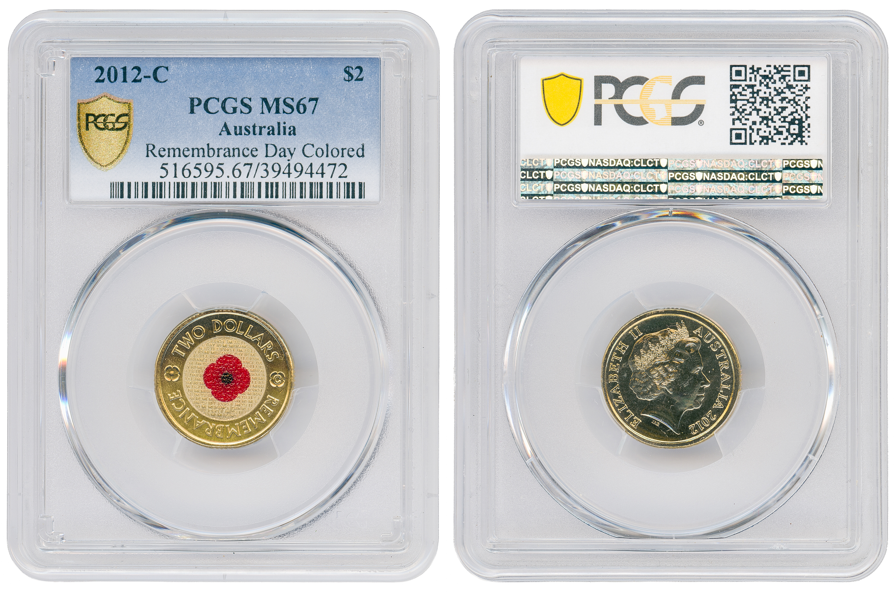 Remembrance Day Colorized, Two Dollar, 2012-C, PCGS MS67