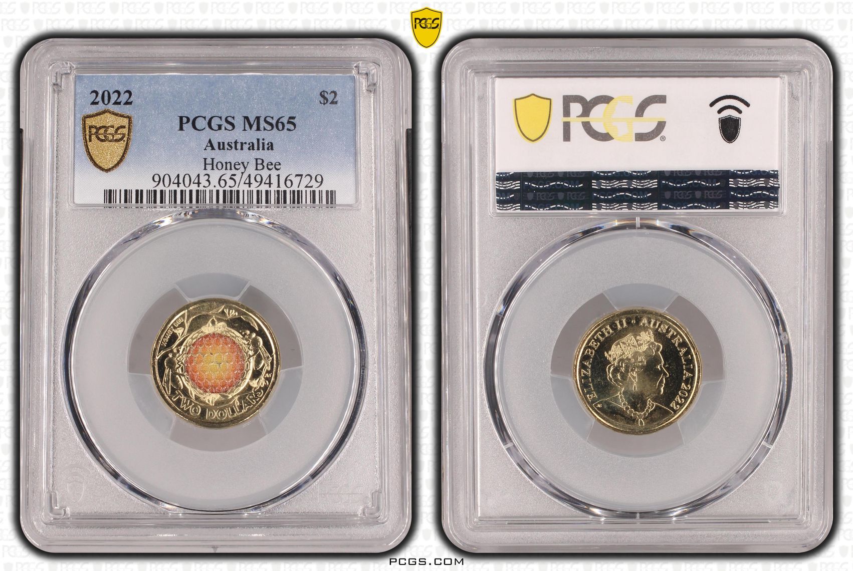 Honey Bee Colorized , Two Dollar, 2022, PCGS MS65