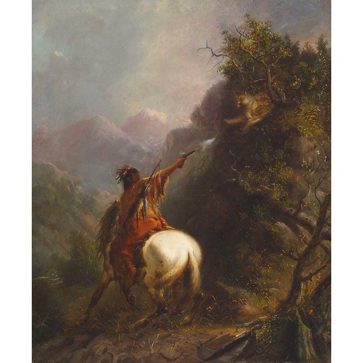 Alfred Jacob Miller (1810–1874), Indian Shooting a Cougar