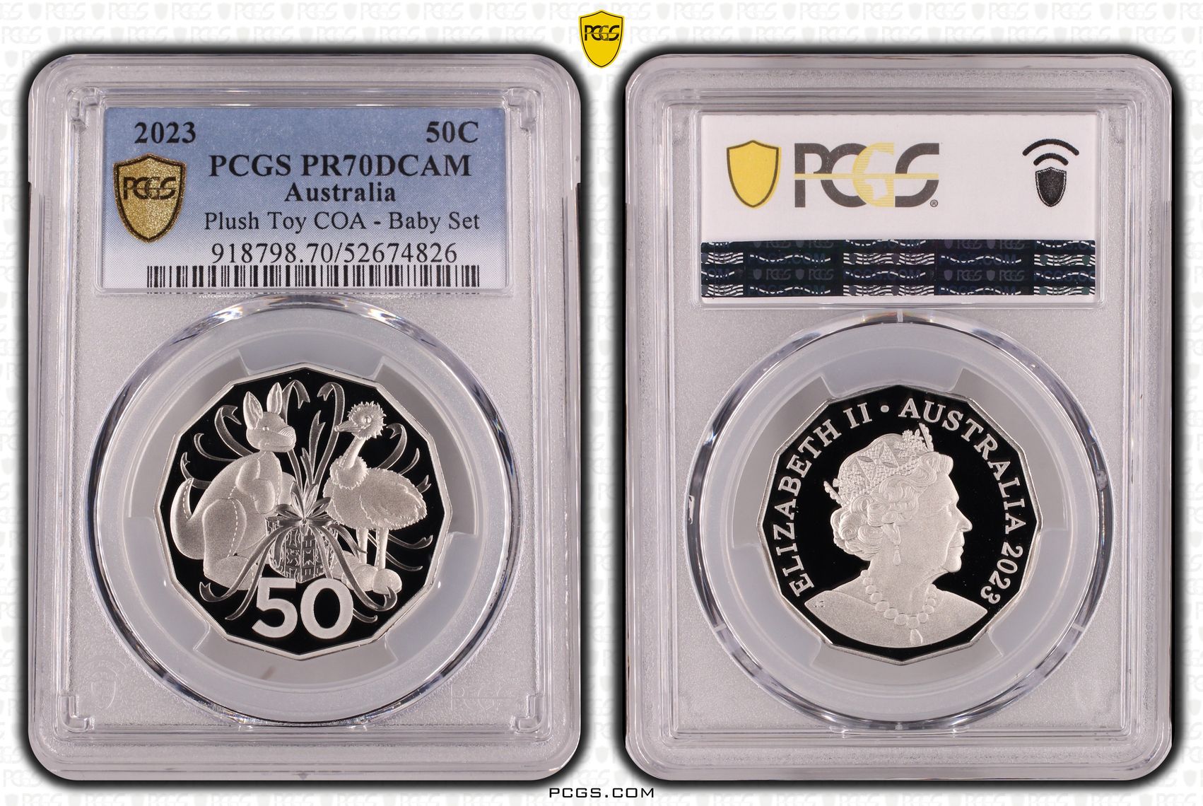 Plush Toy COA - Baby Set, Fifty Cent, 2023, PCGS PR70DCAM