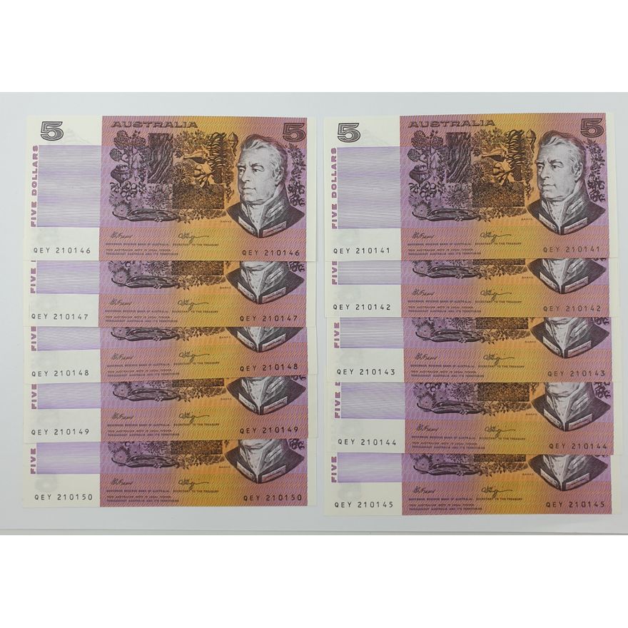 Consec. Aus. F/H $5 Notes (x10)
