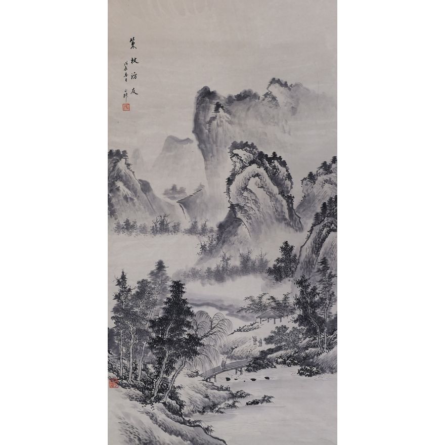 Zheng Zhong ''Mountainous Landscape'' Scroll Painting