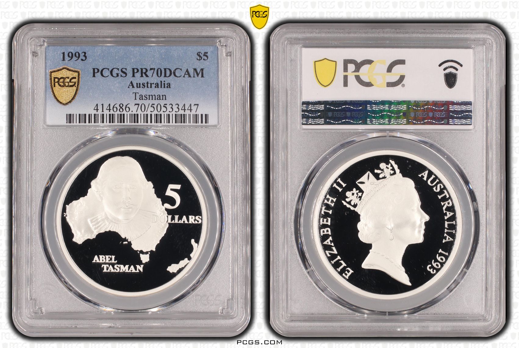 Tasman POP 15/0, Five Dollar, 1993, PCGS PR70DCAM