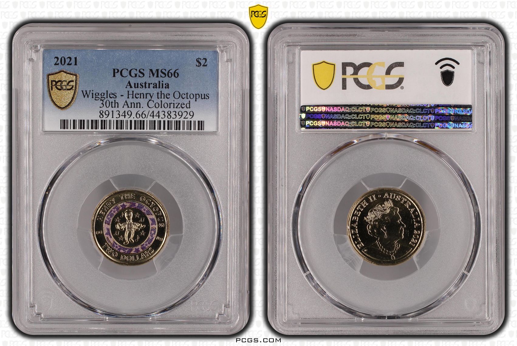 Wiggles - Henry the Octopus, Two Dollar, 2021, PCGS MS66