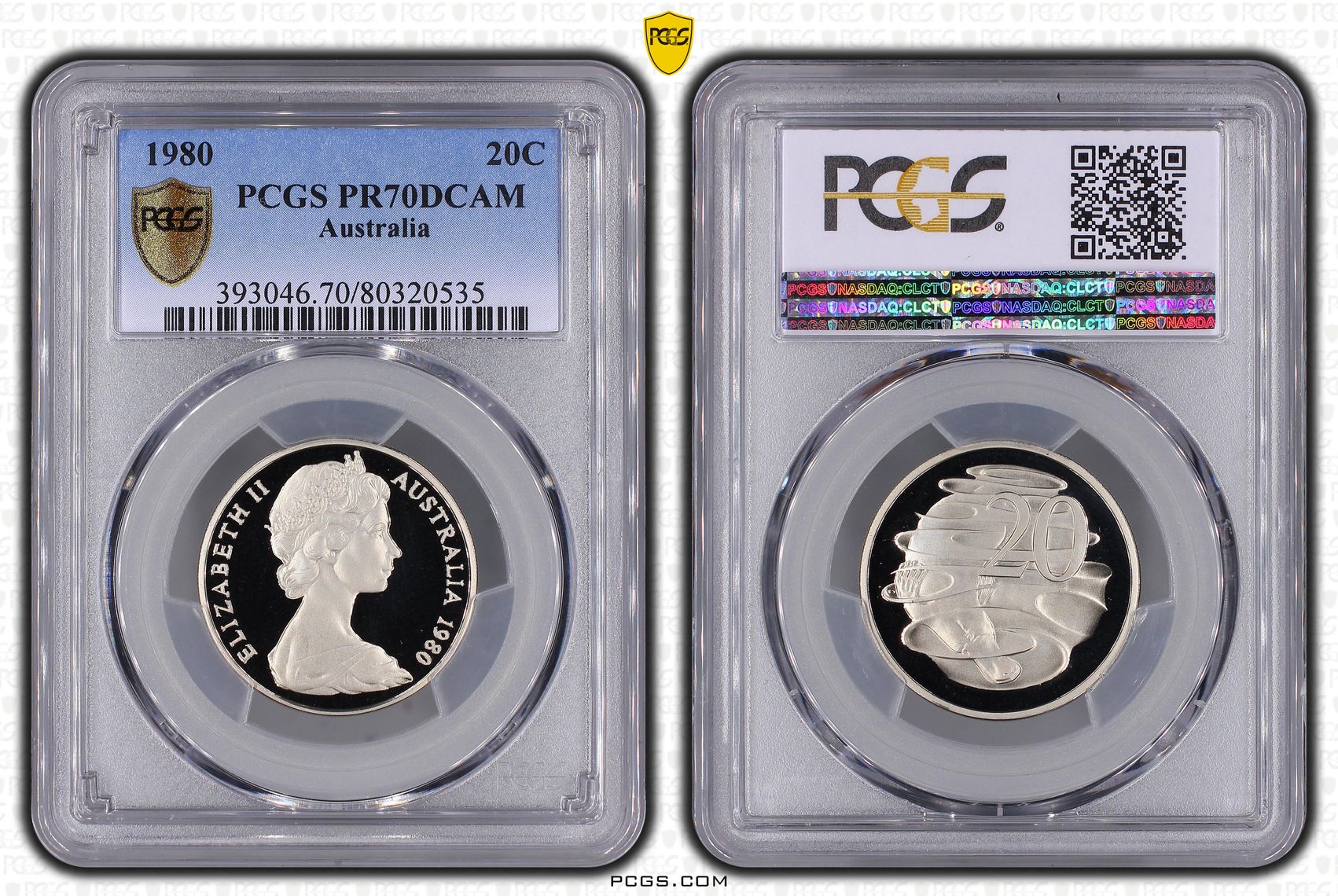 Top pop, Twenty Cent, 1980, PCGS PR70DCAM