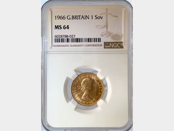 1966 ELIZABETH PRE-DECIMAL GOLD SOVEREIGN MS64