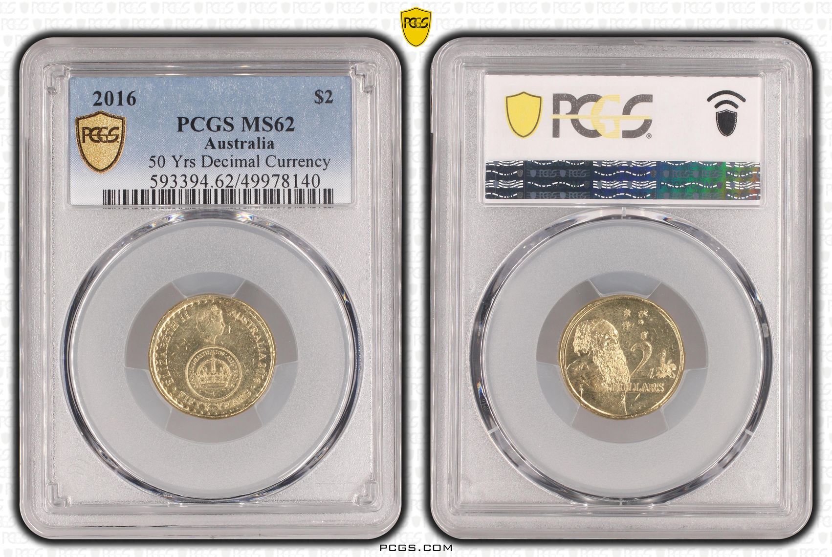 50 Yrs Decimal Currency , Two Dollar, 2016, PCGS MS62